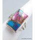 Bijou bague Turquoise Kingman Pink Dahlia taille 56 Bagues pierres naturelles YM3.5