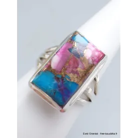 Bijou bague Turquoise Kingman Pink Dahlia taille 56 - Bagues pierres naturelles