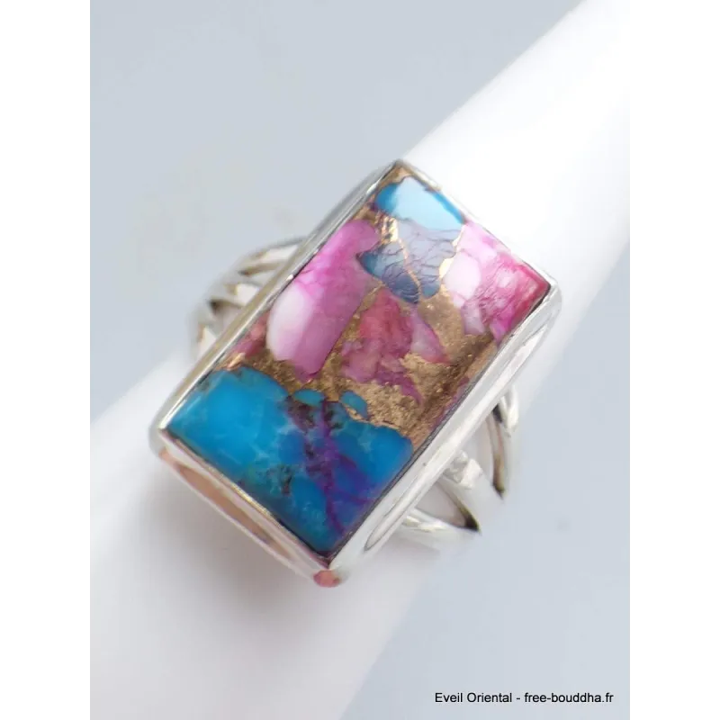 Bijou bague Turquoise Kingman Pink Dahlia taille 56 - Bagues pierres naturelles