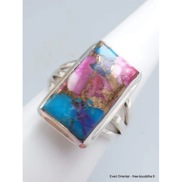 Bijou bague Turquoise Kingman Pink Dahlia taille 56 - Bagues pierres naturelles