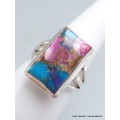 Bijou bague Turquoise Kingman Pink Dahlia taille 56 Bagues pierres naturelles YM3.5