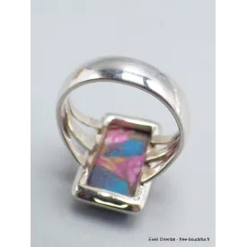 Bijou bague Turquoise Kingman Pink Dahlia taille 56 - Bagues pierres naturelles