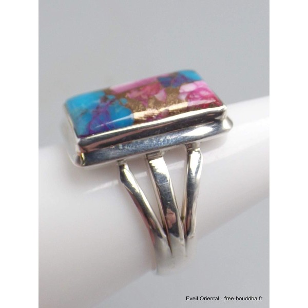 Bijou bague Turquoise Kingman Pink Dahlia taille 56 Bagues pierres naturelles YM3.5