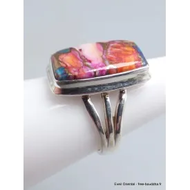 Bague Turquoise Kingman Pink Dahlia 3 anneaux taille 55 - Bagues pierres naturelles
