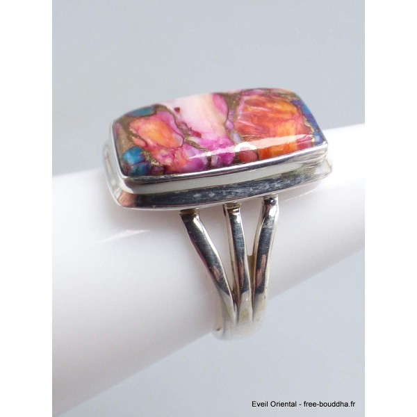 Bague Turquoise Kingman Pink Dahlia 3 anneaux taille 55 Bagues pierres naturelles YM3.6