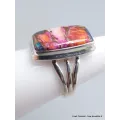 Bague Turquoise Kingman Pink Dahlia 3 anneaux taille 55 - Bagues pierres naturelles