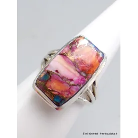 Bague Turquoise Kingman Pink Dahlia 3 anneaux taille 55 - Bagues pierres naturelles