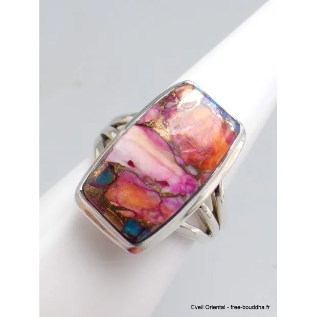 Bague Turquoise Kingman Pink Dahlia 3 anneaux taille 55 - Bagues pierres naturelles