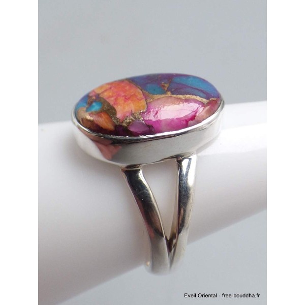 Bague ovale Turquoise Kingman Dahlia rose taille 55 Bijoux en Turquoise YM3.10