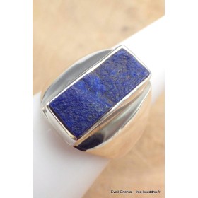 Bague Chevalière homme femme Lapis Lazuli brut taille 53 Bagues pierres naturelles YM28.5