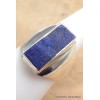 Bague Chevalière homme femme Lapis Lazuli brut taille 53 Bagues pierres naturelles YM28.5