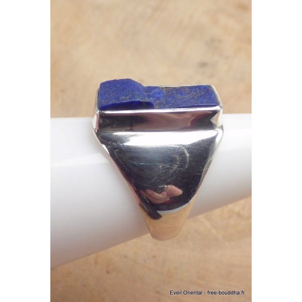 Bague Chevalière homme femme Lapis Lazuli brut taille 53 Bagues pierres naturelles YM28.5