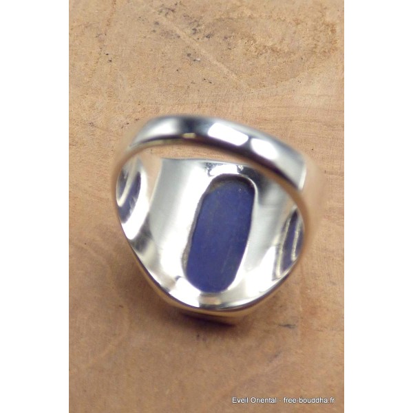 Bague Chevalière homme femme Lapis Lazuli brut taille 53 Bagues pierres naturelles YM28.5