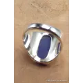 Bague Chevalière homme femme Lapis Lazuli brut taille 53 - Bagues pierres naturelles