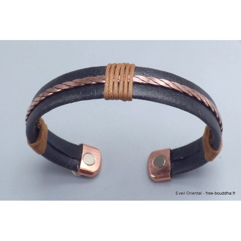 Bracelet magnétique cuivre et faux cuir Bracelet Magnétique BTA25
