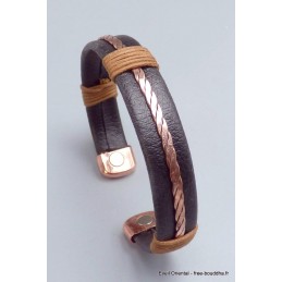 Bracelet magnétique cuivre et faux cuir Bracelet Magnétique BTA25