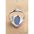 Chevalière Bague ovale Lapis Lazuli brut taille 56 - Bagues pierres naturelles
