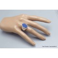 Chevalière Bague ovale Lapis Lazuli brut taille 56 Bagues pierres naturelles YM28.7