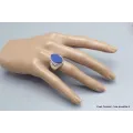 Chevalière Bague ovale Lapis Lazuli brut taille 56 - Bagues pierres naturelles