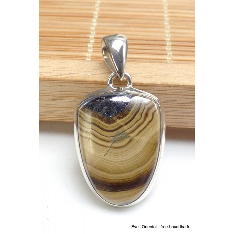 Pendentif Schalenblende semi-oval Pendentifs pierres naturelles PU90.3