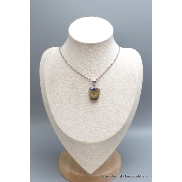 Pendentif Schalenblende semi-oval Pendentifs pierres naturelles PU90.3