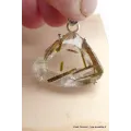 Pendentif Epidote sur Quartz bélière feuille - Pendentifs pierres naturelles