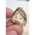 Pendentif Epidote sur Quartz bélière feuille Pendentifs pierres naturelles PU96.2