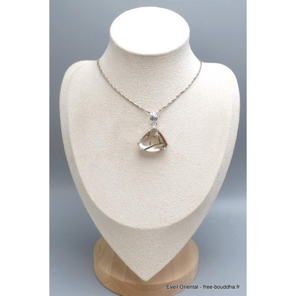 Pendentif Epidote sur Quartz bélière feuille Pendentifs pierres naturelles PU96.2