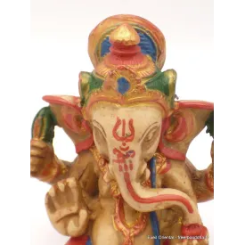 Statuette bouddhiste Ganesh 11.5 cm peinte à la main - Statuettes bouddhistes tibétaines artisanales
