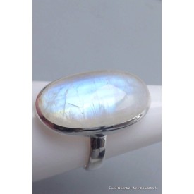 Bague Péristérite Pierre de lune bleue taille 61 Bijoux en Pierre de lune CWA77.15
