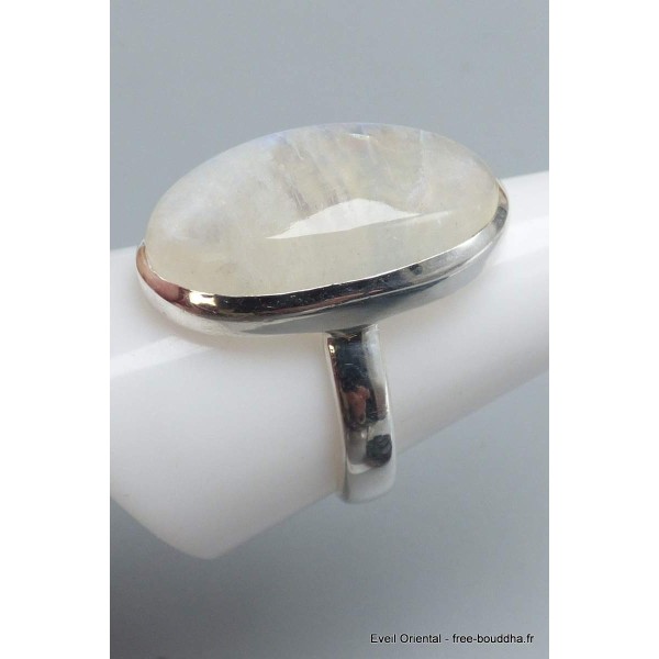 Bague Péristérite Pierre de lune bleue taille 61 Bijoux en Pierre de lune CWA77.15