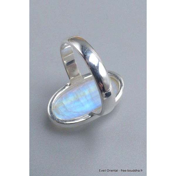 Bague Péristérite Pierre de lune bleue taille 61 Bijoux en Pierre de lune CWA77.15