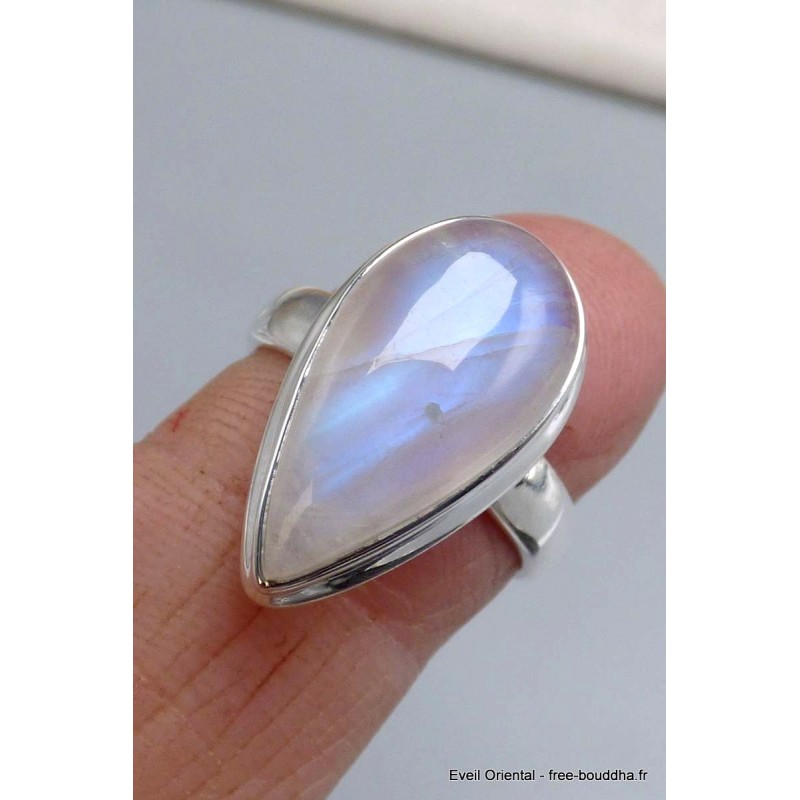 Bague goutte Pierre de lune bleue taille 55 Bijoux en Pierre de lune CWA77.17