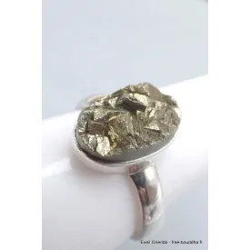 Bague ovale en Pyrite dorée taille 59 - Bagues pierres naturelles