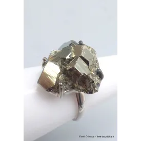 Grosse bague en Pyrite dorée taille 58 - Bijoux en Pyrite