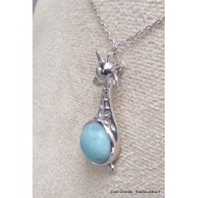Collier Girafe en Larimar Colliers pierres naturelles fines PU105.4
