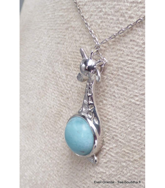Collier Girafe en Larimar Colliers pierres naturelles fines PU105.4