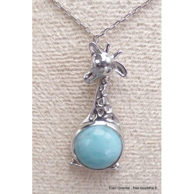 Collier Girafe en Larimar Colliers pierres naturelles fines PU105.4