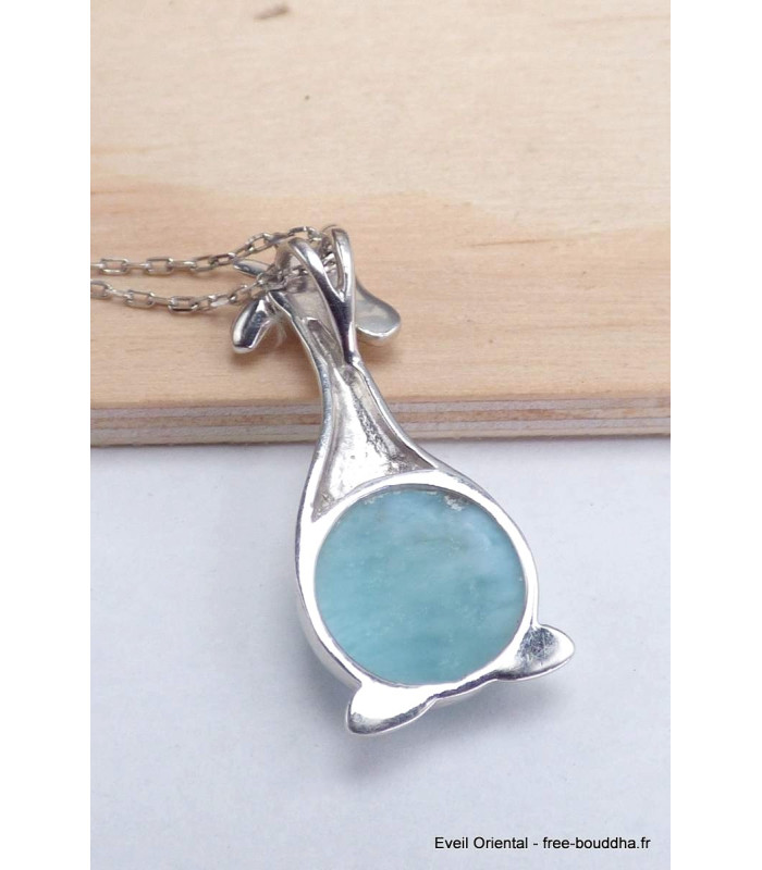 Collier Girafe en Larimar Colliers pierres naturelles fines PU105.4