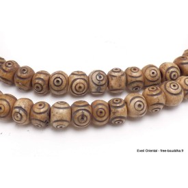 Mala tibétain 108 perles os de buffle avec compteurs, bijou bouddhiste