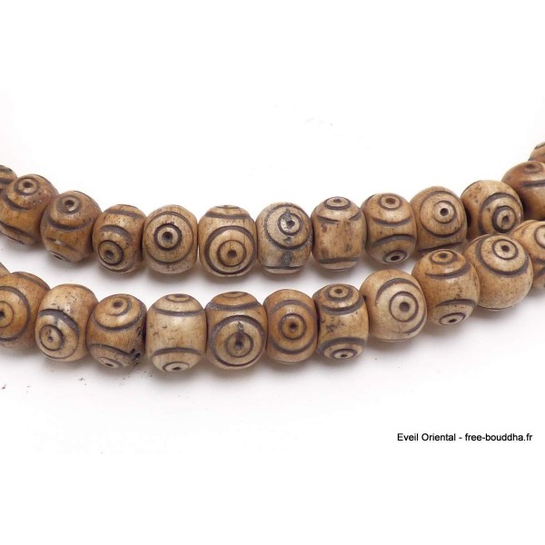 Mala tibétain 108 perles en os de buffle spirales Mala tibétain 108 perles AA126