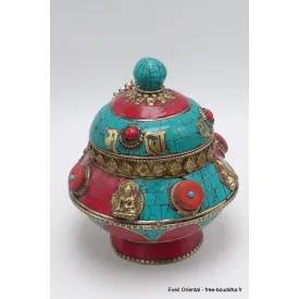 Boîte à bijoux tibétaine mantra et Bouddhas - Artisanat tibétain bouddhiste