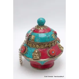 Boîte à bijoux tibétaine mantra et Bouddhas - Artisanat tibétain bouddhiste