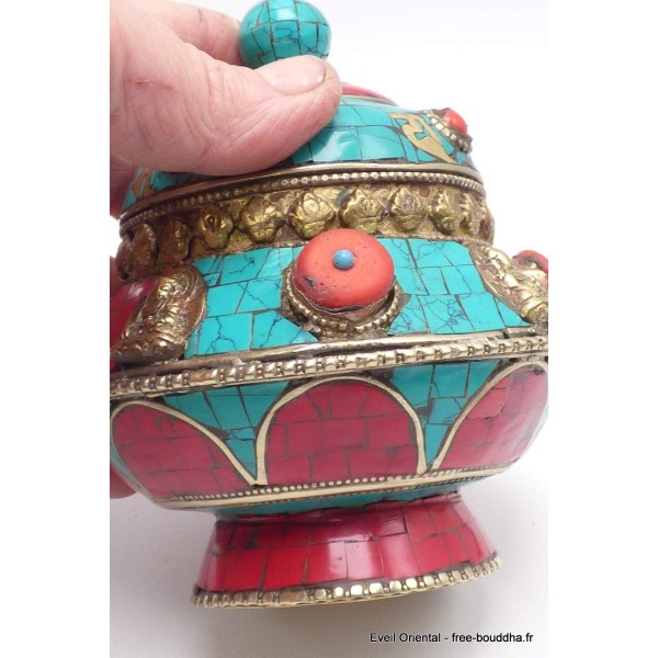Boîte à bijoux tibétaine mantra et Bouddhas Artisanat tibétain bouddhiste BAB1