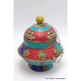 Vase aux trésors boîte à bijoux bouddhiste - Artisanat tibétain bouddhiste