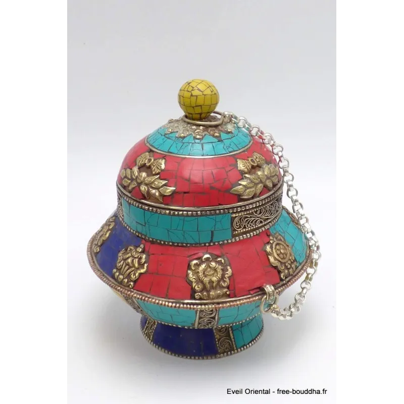 Vase aux trésors boîte à bijoux bouddhiste - Artisanat tibétain bouddhiste