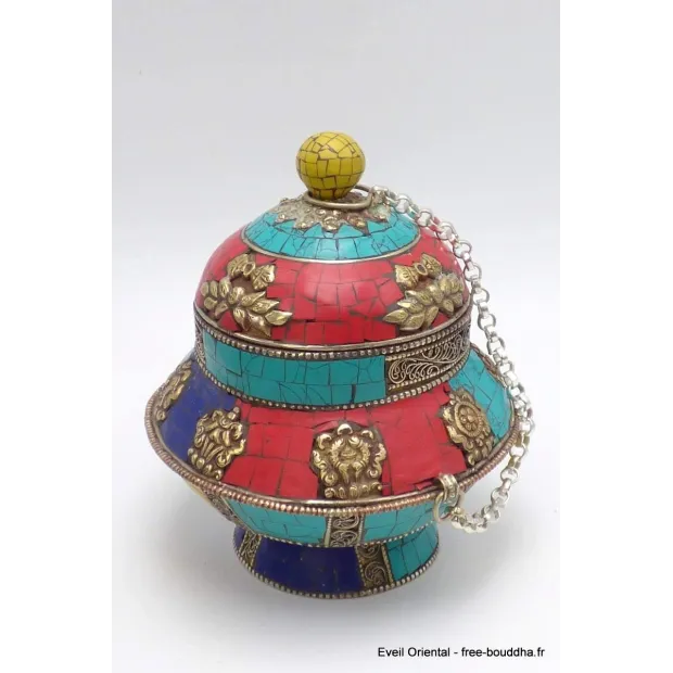 Vase aux trésors boîte à bijoux bouddhiste - Artisanat tibétain bouddhiste