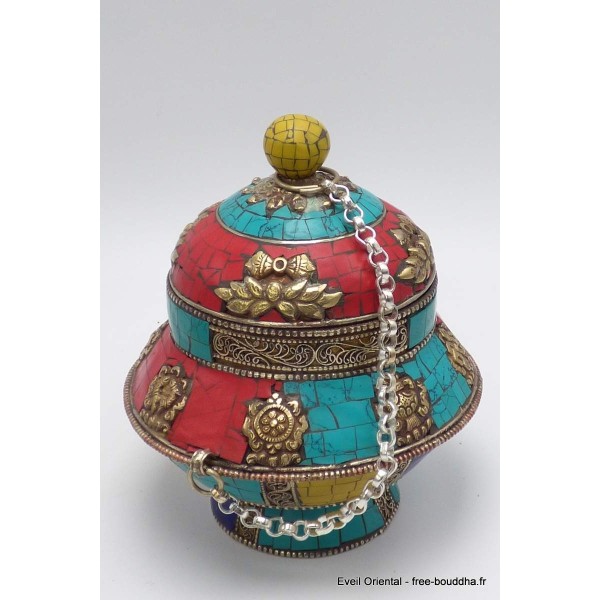 Vase aux trésors boîte à bijoux bouddhiste Artisanat tibétain bouddhiste BAB1.1