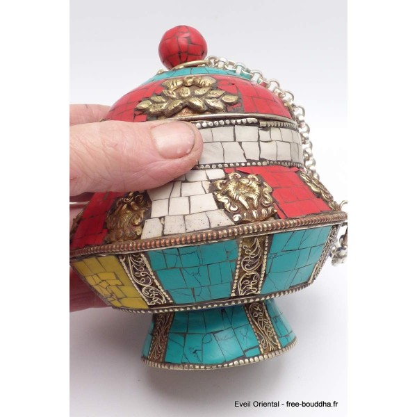 Vase aux trésors boîte à bijoux tibétaine Artisanat tibétain bouddhiste BAB1.2