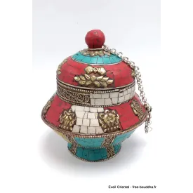Vase aux trésors boîte à bijoux tibétaine - Artisanat tibétain bouddhiste